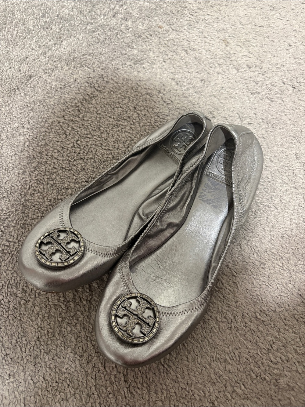 Tory Burch silver flats